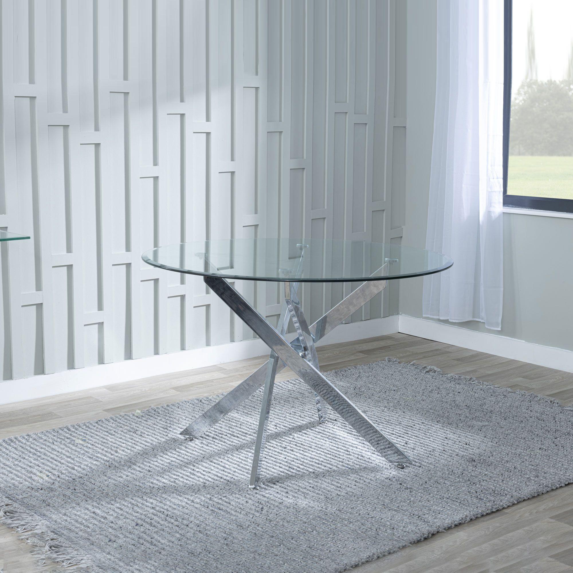 Sutton 150cm Clear Glass and Chrome Dining Table - Tempered Top