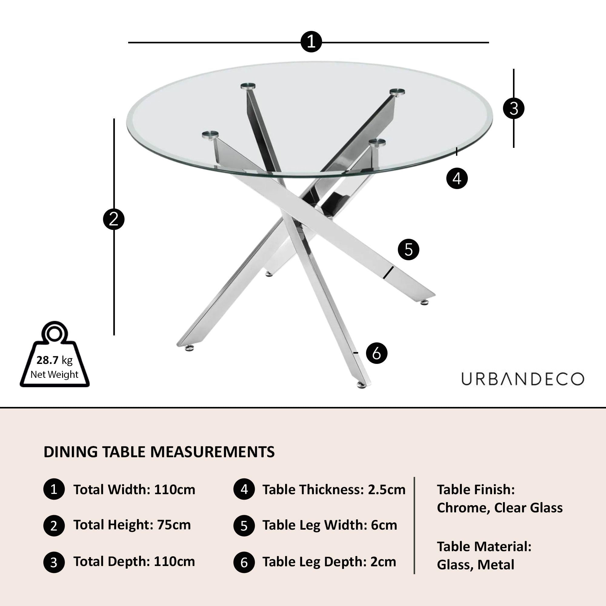Sutton 150cm Clear Glass and Chrome Dining Table - Tempered Top