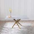 Sutton 150cm Grey and Gold Dining Table - Glass Top with Concrete Effect