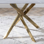 Sutton 150cm Grey and Gold Dining Table - Glass Top with Concrete Effect