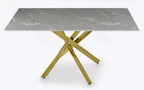 Sutton 150cm Grey and Gold Dining Table - Glass Top with Concrete Effect