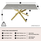Sutton 150cm Grey and Gold Dining Table - Glass Top with Concrete Effect