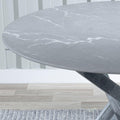Sutton 110cm Grey and Chrome Round Dining Table - Glass Top with Concrete Effect