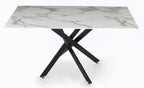 Sutton 150cm White and Black Dining Table - Glass Top with Marble Effect