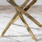 Sutton 150cm White and Gold Dining Table - Glass Top with Marble Effect