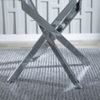 Sutton 150cm White and Chrome Dining Table - Glass Top with Marble Effect