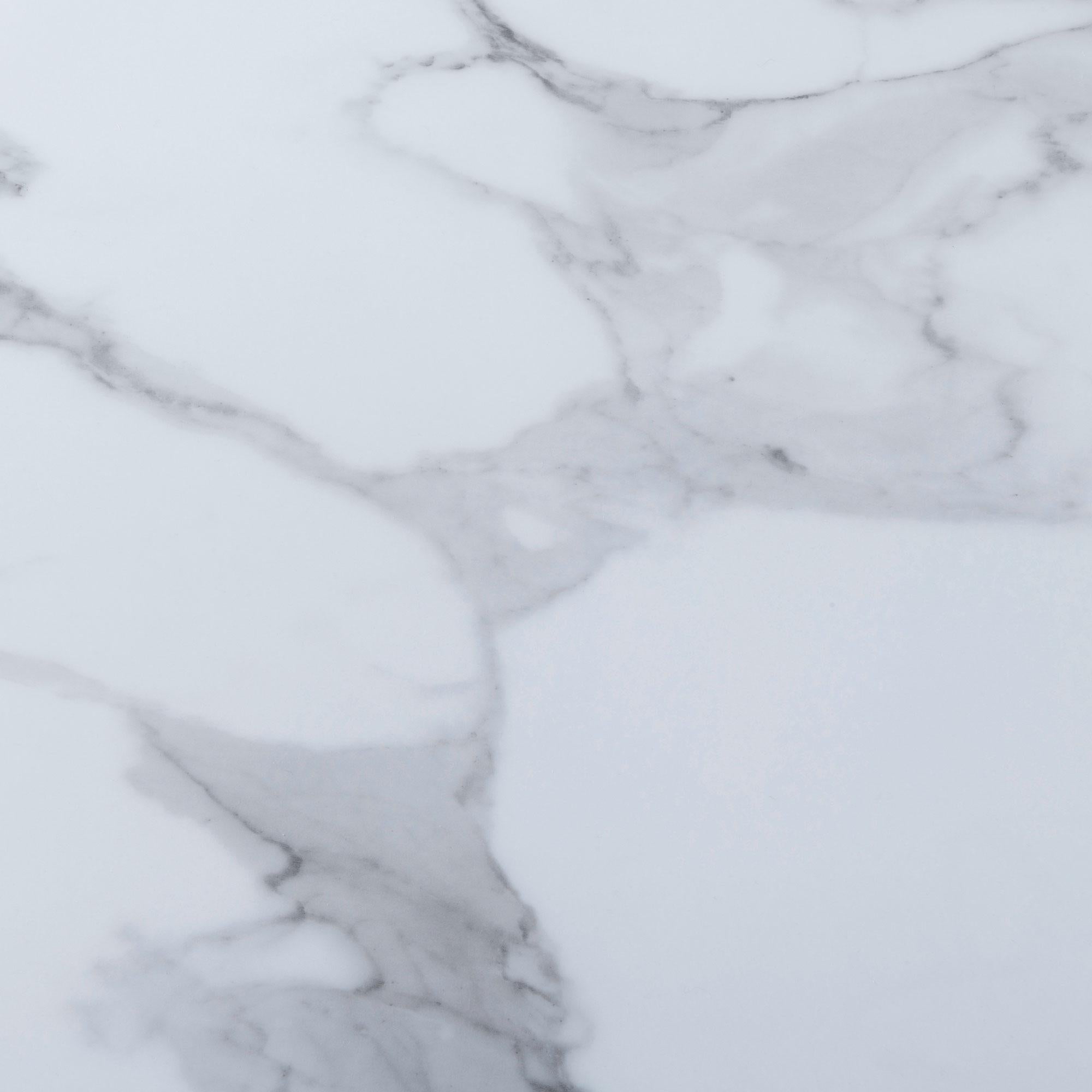 Sutton 110cm White and Black Round Dining Table - Glass Top with Marble Effect