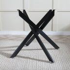 Sutton 110cm White and Black Round Dining Table - Glass Top with Marble Effect