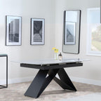 Tribeca Grey Sintered Stone Extending Dining Table with Black Cross Base - 140cm-180cm