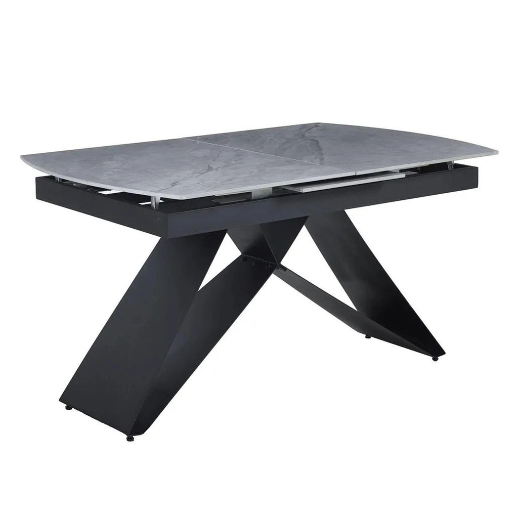 Tribeca Grey Sintered Stone Extending Dining Table with Black Cross Base - 140cm-180cm