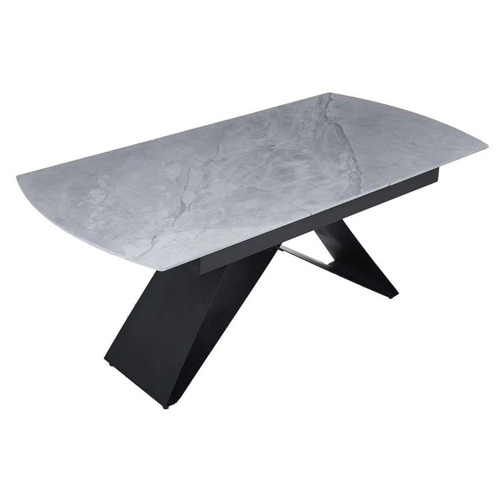 Tribeca Grey Sintered Stone Extending Dining Table with Black Cross Base - 140cm-180cm