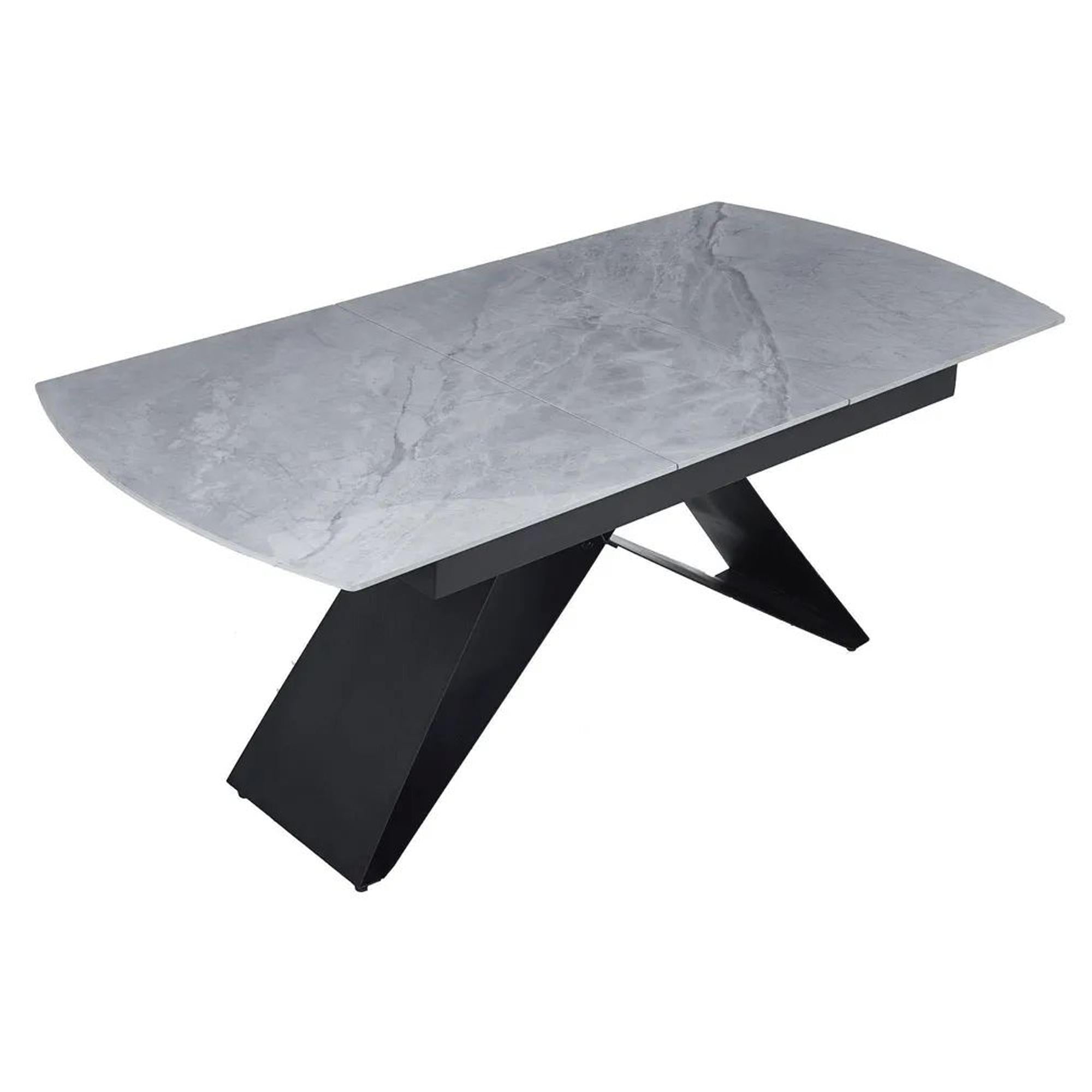 Tribeca Grey Sintered Stone Extending Dining Table with Black Cross Base - 140cm-180cm