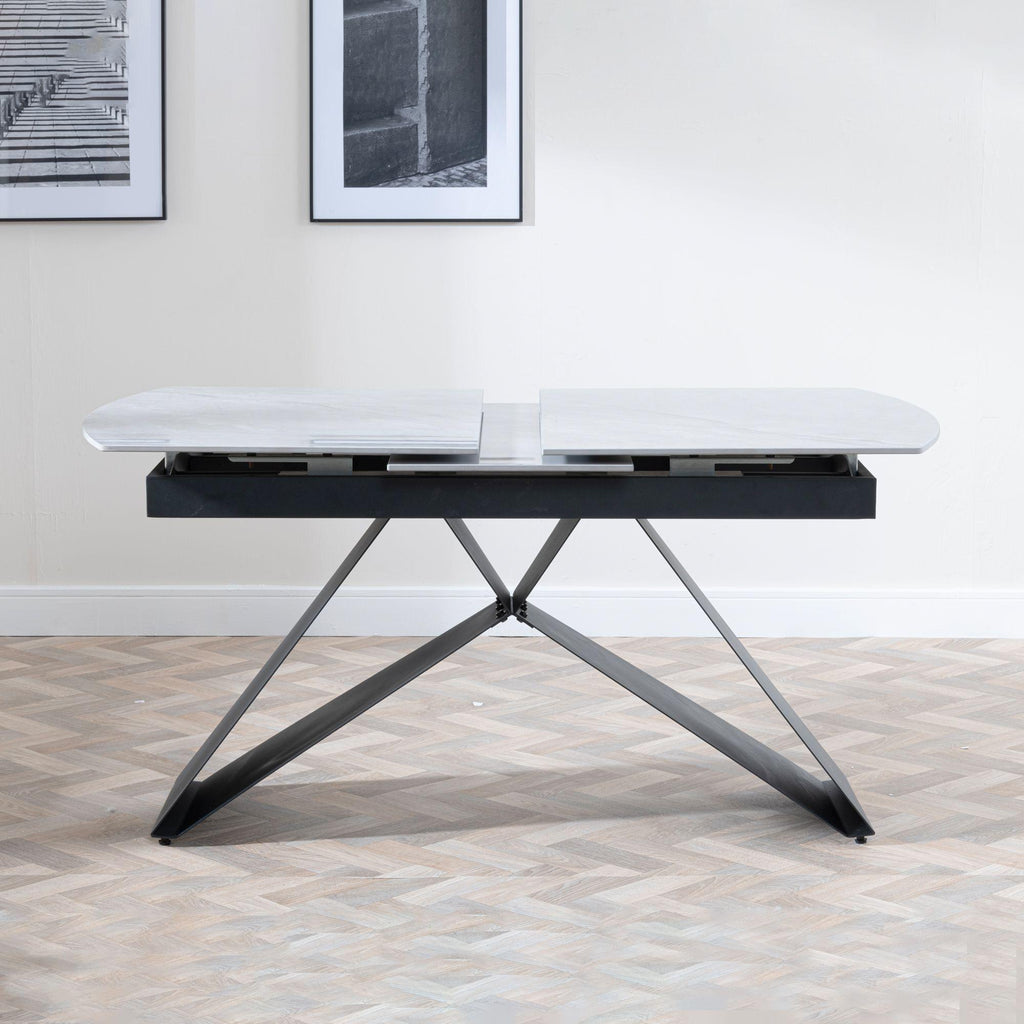 Tribeca Grey Sintered Stone Extending Dining Table with Black Cross Base - 140cm-180cm