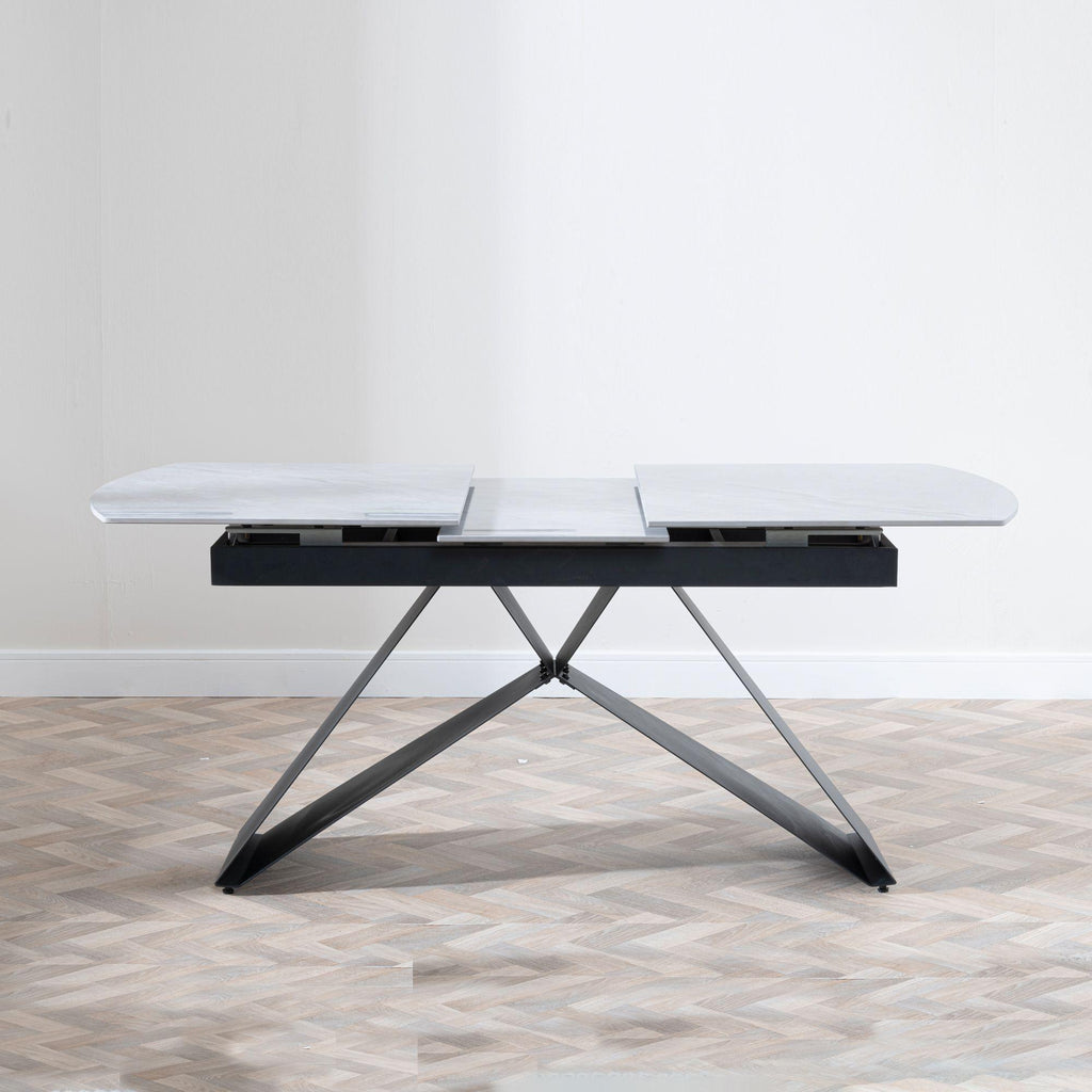 Tribeca Grey Sintered Stone Extending Dining Table with Black Cross Base - 140cm-180cm