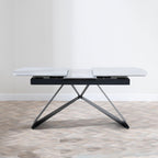 Tribeca Grey Sintered Stone Extending Dining Table with Black Cross Base - 140cm-180cm