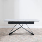 Tribeca Grey Sintered Stone Extending Dining Table with Black Cross Base - 140cm-180cm
