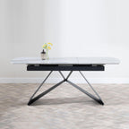 Tribeca Grey Sintered Stone Extending Dining Table with Black Cross Base - 140cm-180cm