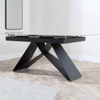 Tribeca Grey Sintered Stone Extending Dining Table with Black Cross Base - 140cm-180cm