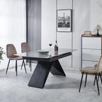 Tribeca Grey Sintered Stone Extending Dining Table with Black Cross Base - 140cm-180cm