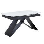 Tribeca White Sintered Stone Extending Dining Table with Black Cross Base - 140cm-180cm