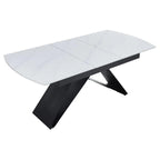 Tribeca White Sintered Stone Extending Dining Table with Black Cross Base - 140cm-180cm