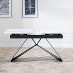 Tribeca White Sintered Stone Extending Dining Table with Black Cross Base - 140cm-180cm