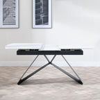 Tribeca White Sintered Stone Extending Dining Table with Black Cross Base - 140cm-180cm
