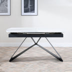 Tribeca White Sintered Stone Extending Dining Table with Black Cross Base - 140cm-180cm
