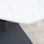 Tribeca White Sintered Stone Extending Dining Table with Black Cross Base - 140cm-180cm