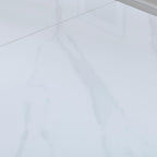 Tribeca White Sintered Stone Extending Dining Table with Black Cross Base - 140cm-180cm