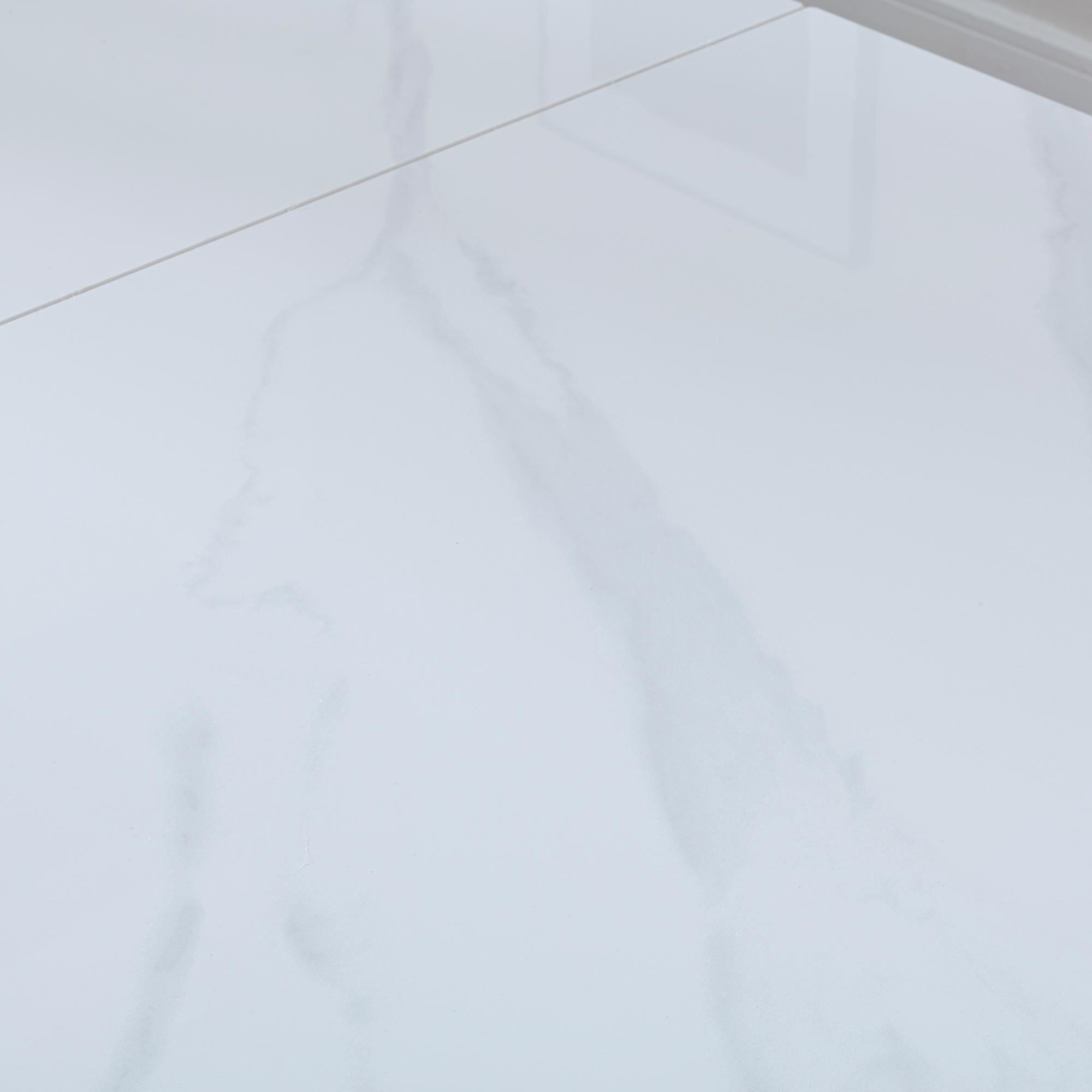 Tribeca White Sintered Stone Extending Dining Table with Black Cross Base - 140cm-180cm