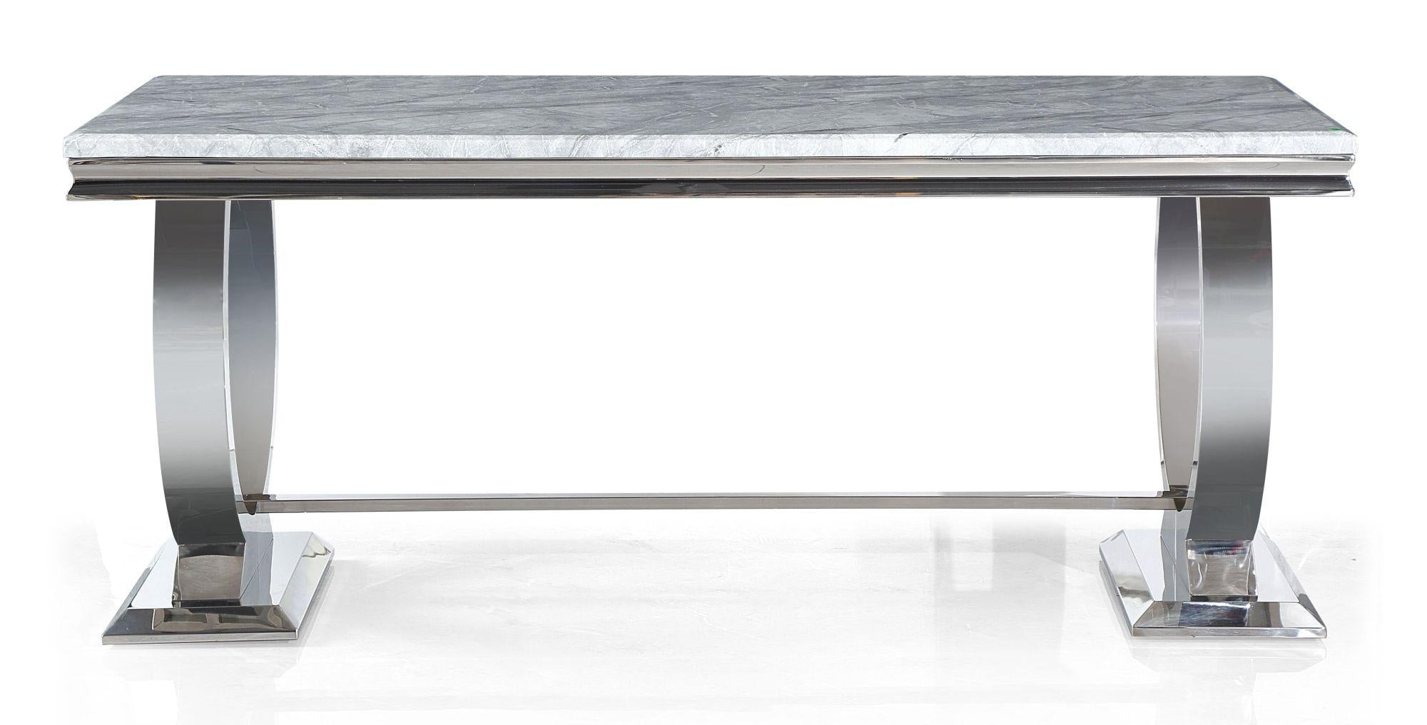 Welby Grey Marble and Chrome Dining Table - 180cm