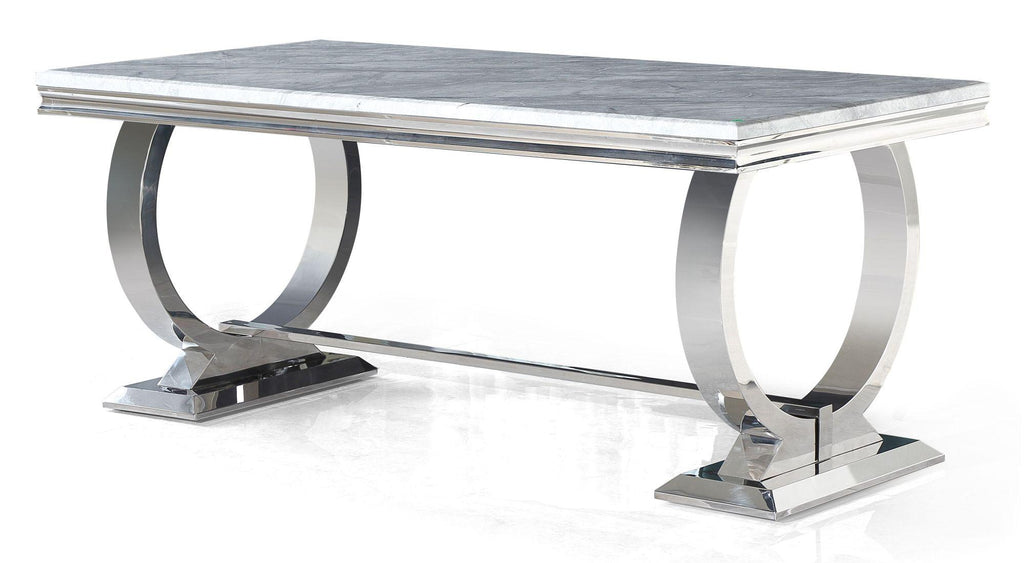 Welby Grey Marble and Chrome Dining Table - 180cm