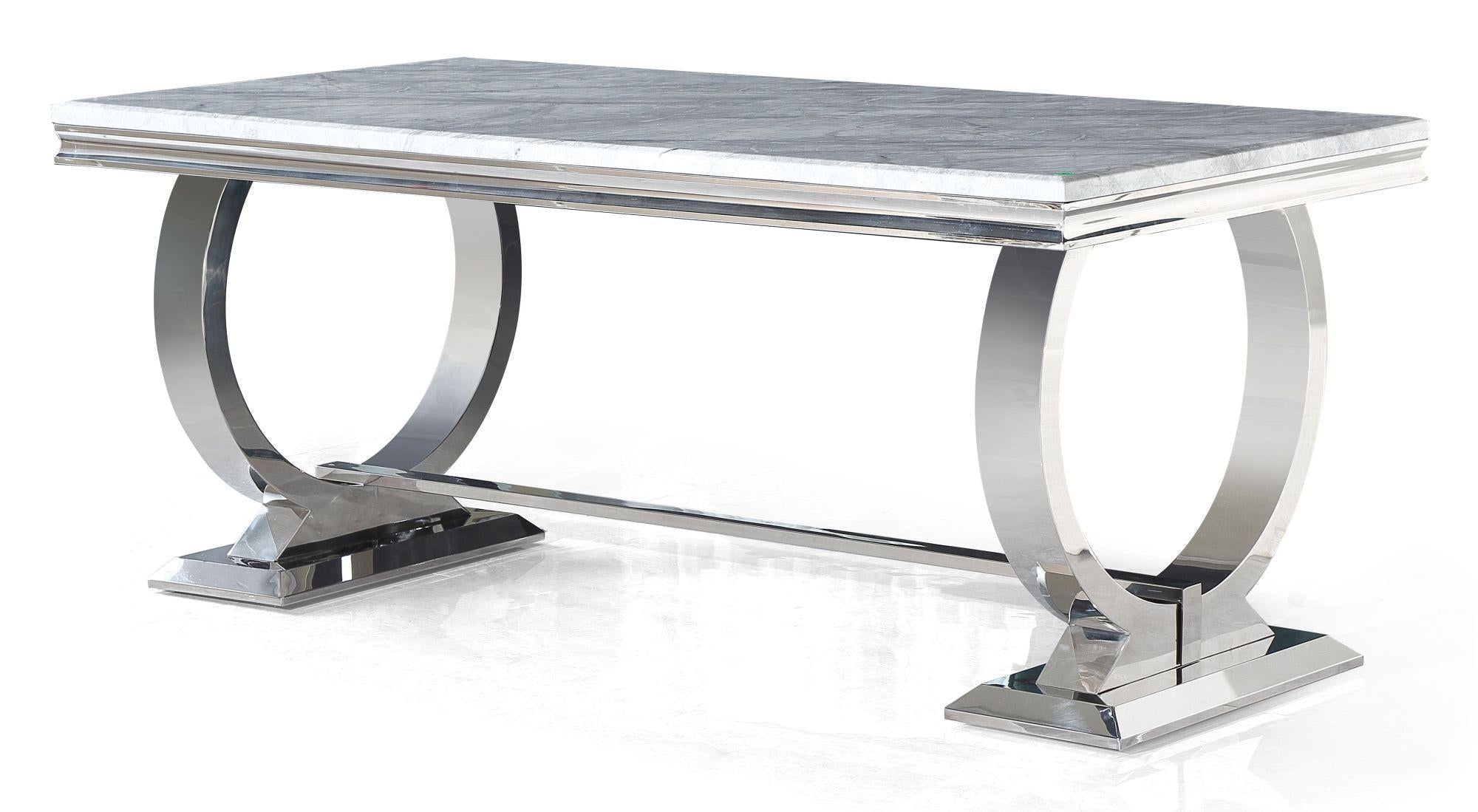 Welby Grey Marble and Chrome Dining Table - 180cm