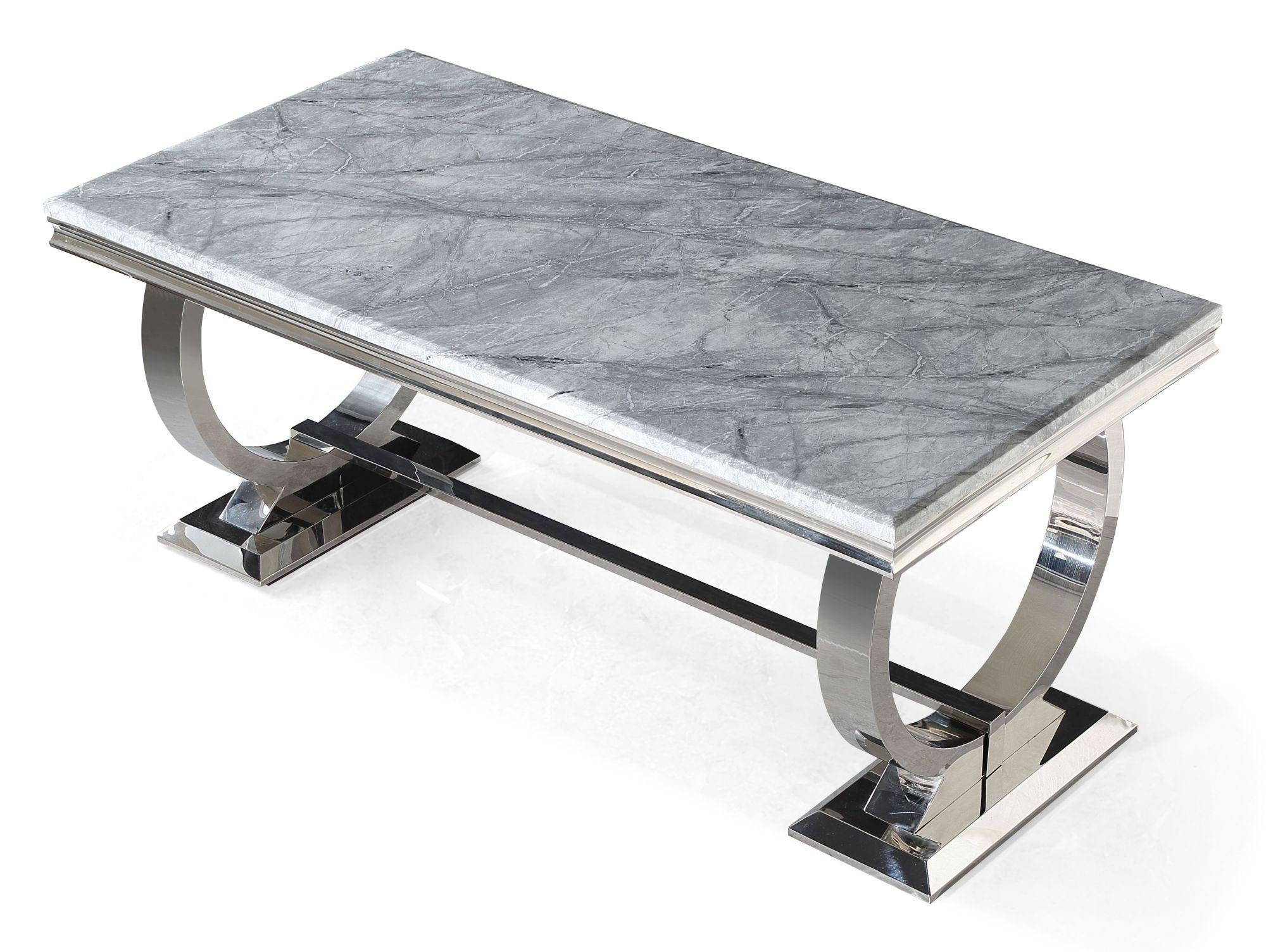 Welby Grey Marble and Chrome Dining Table - 180cm