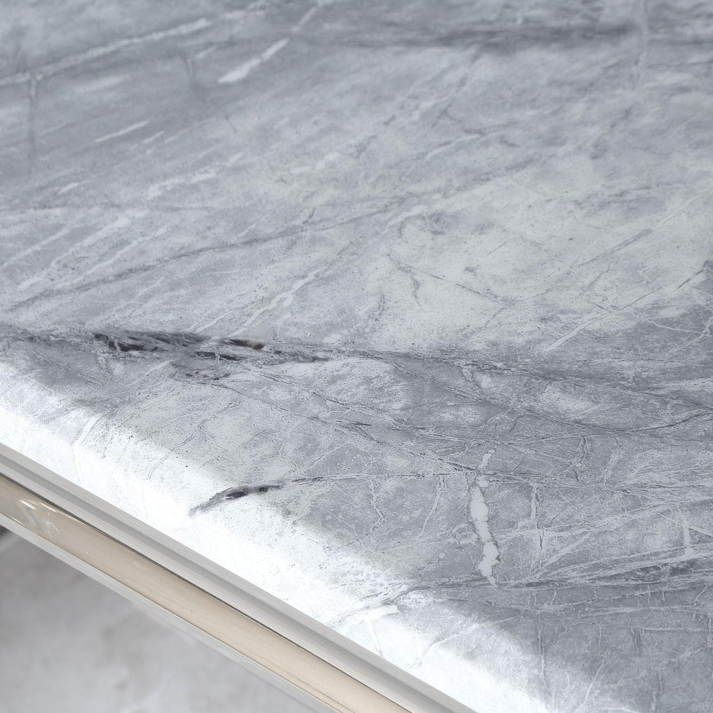 Welby Grey Marble and Chrome Dining Table - 180cm