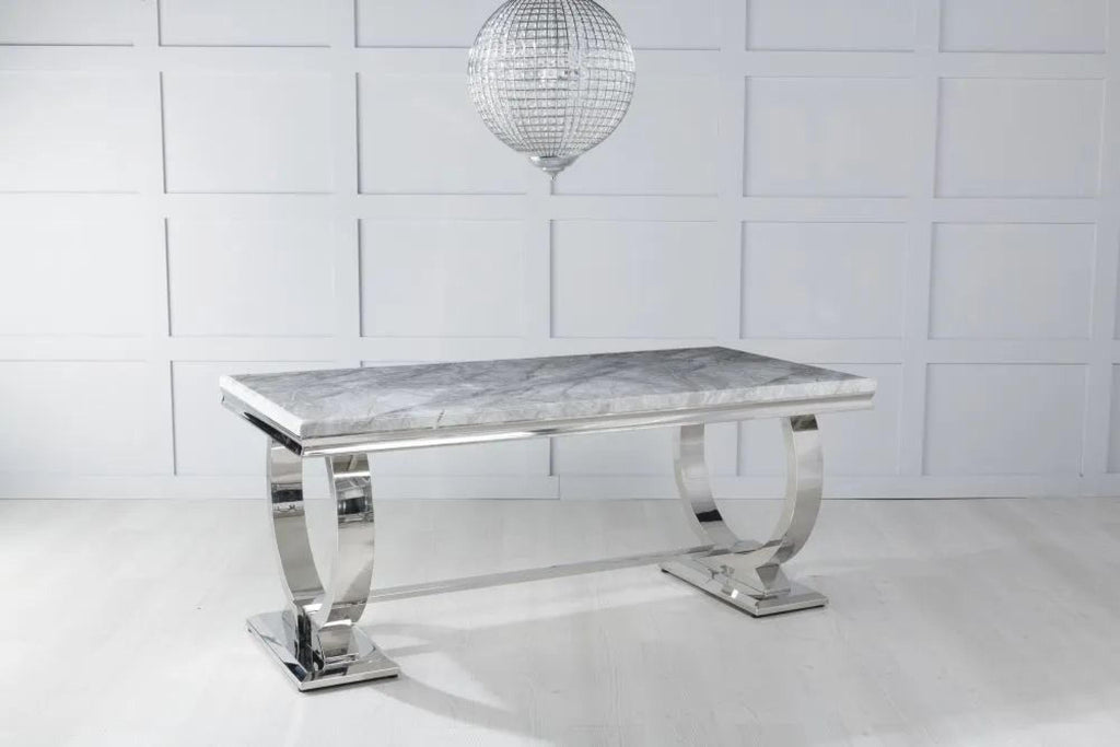 Welby Grey Marble and Chrome Dining Table - 180cm
