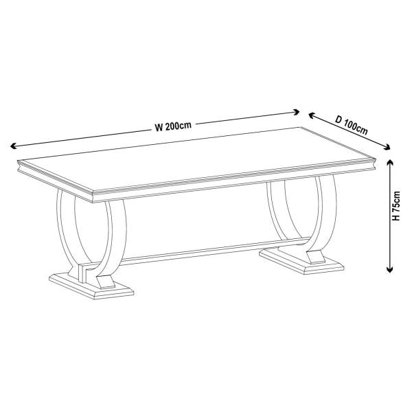 Welby Grey Marble and Chrome Dining Table - 200cm