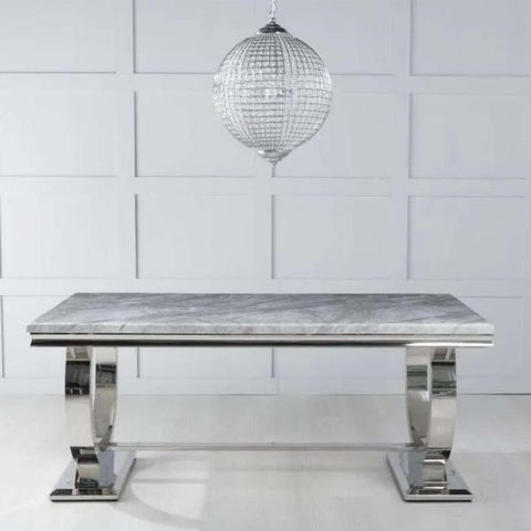 Welby Grey Marble and Chrome Dining Table - 200cm