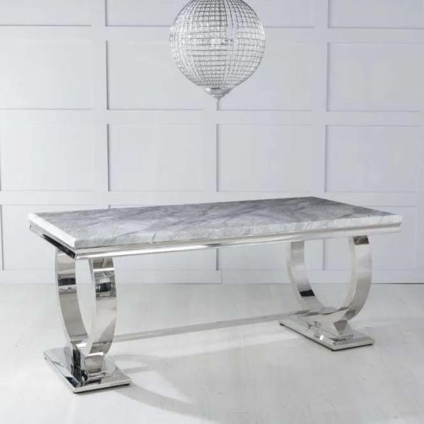 Welby Grey Marble and Chrome Dining Table - 200cm