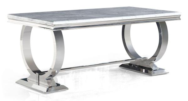 Welby Grey Marble and Chrome Dining Table - 200cm