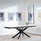 Welton White Ceramic Extending Dining Table with Black Star Base - 140cm - 200cm