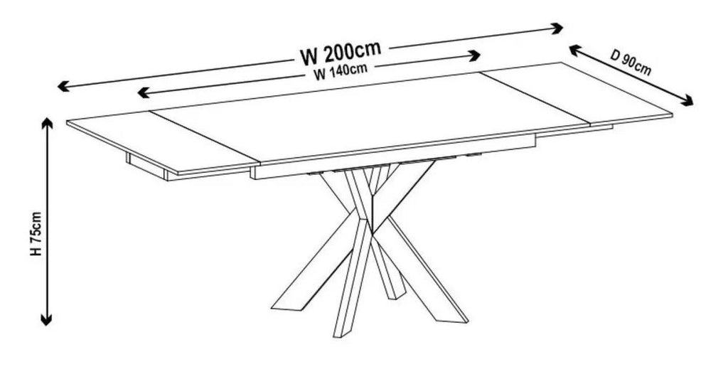 Welton White Ceramic Extending Dining Table with Black Star Base - 140cm - 200cm