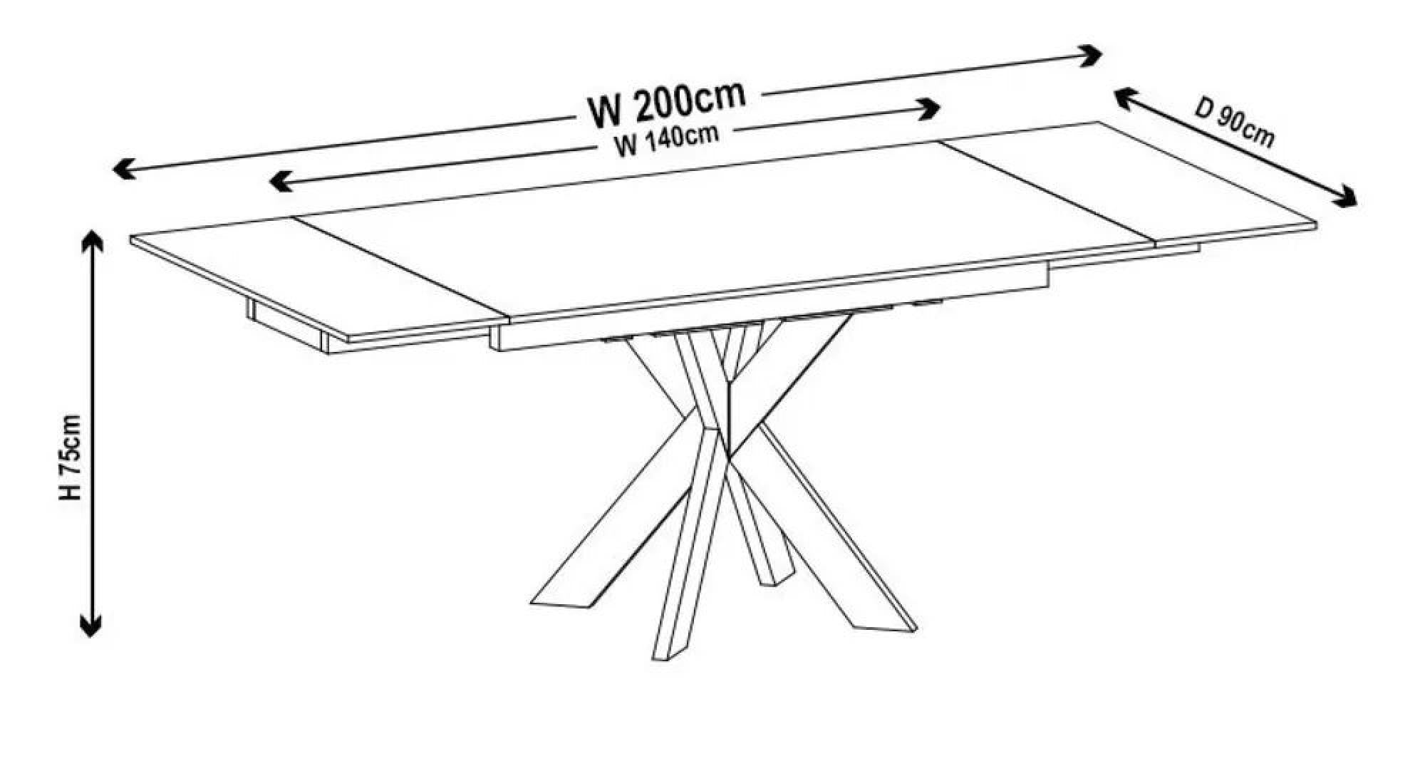 Welton White Ceramic Extending Dining Table with Black Star Base - 140cm - 200cm