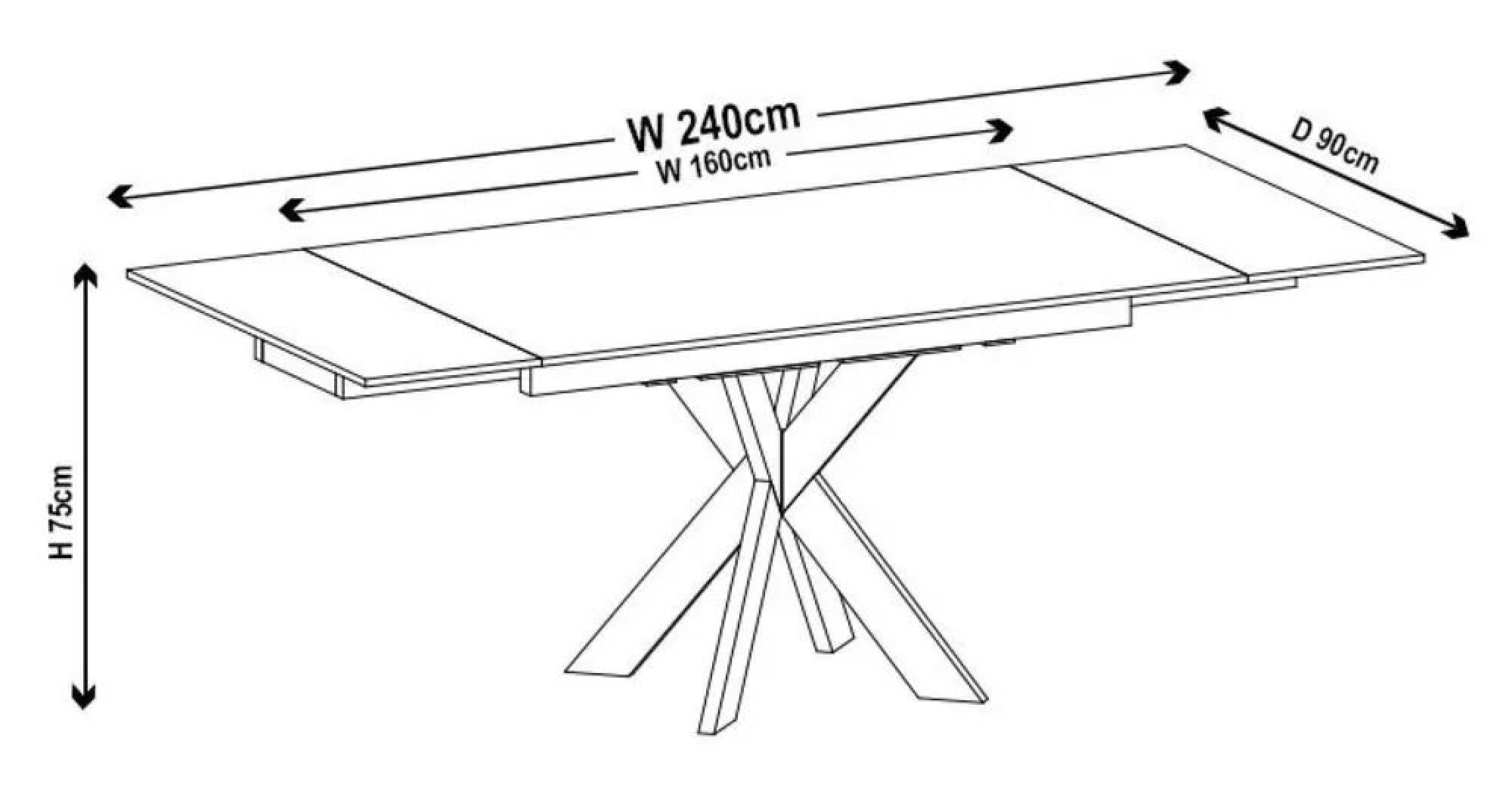 Welton White Ceramic Extending Dining Table with Black Star Base - 140cm - 200cm