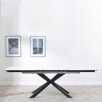 Welton White Ceramic Extending Dining Table with Black Star Base - 140cm - 200cm