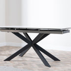 Welton White Ceramic Extending Dining Table with Black Star Base - 140cm - 200cm