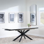 Welton White Ceramic Extending Dining Table with Black Star Base - 160cm - 240cm