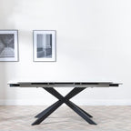 Welton White Ceramic Extending Dining Table with Black Star Base - 160cm - 240cm