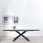 Welton White Ceramic Extending Dining Table with Black Star Base - 160cm - 240cm